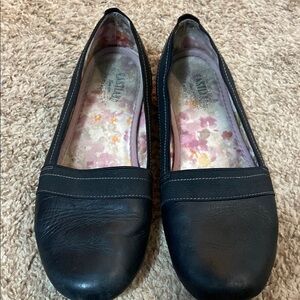 Black Leather Loafers with Floral Interior